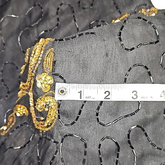 Laurence Kazar Womens Dress Vtg Sz S Beaded Black Silk Evening Zipper VG… - Picture 15 of 16